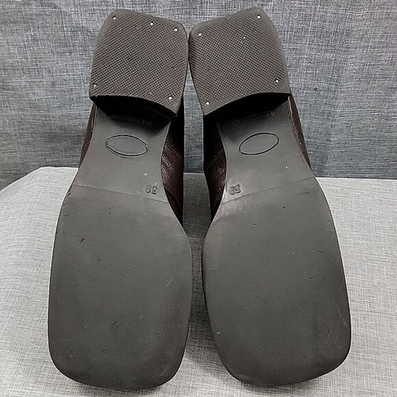 NaNa VTG Brown Leather Granny Ankle Boots Block Heel lace-up SZ 39 - Picture 9 of 12
